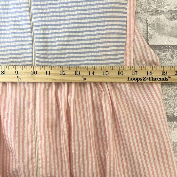 Saybury Vintage 80s Pastel Striped Half Zip Pockets Lounge Comfy Muumuu Dress - Picture 3 of 9